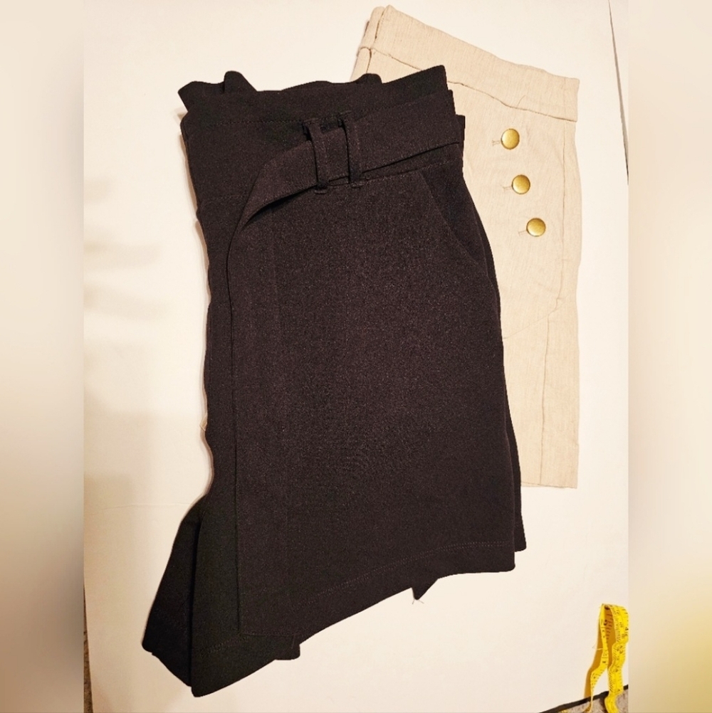 2pr Maurices High Waist Tan Shorts with Gold Buttons
